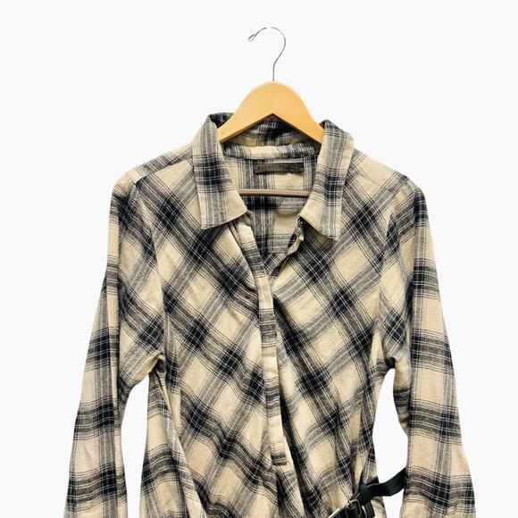 Nicholas K Pierre Plaid Asymmetrical Shirt Women’s Size Large - Picture 4 of 12